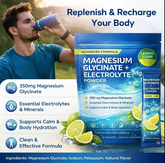 Magnesium Glycinate Electrolyte Powder – Lemon Lime Hydration Formula
