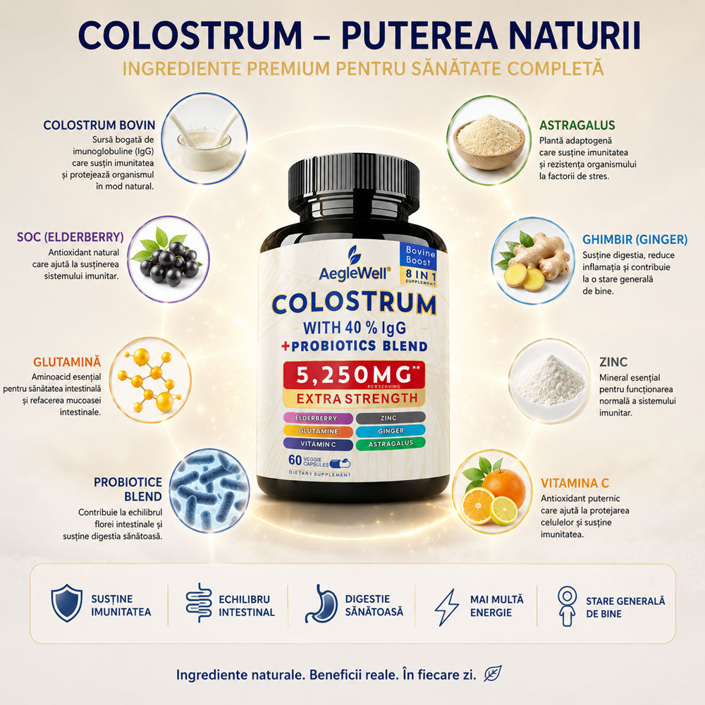 Colostrum 40% IgG + Probiotice pentru Imunitate și Digestie Zilnică